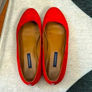 Margaux Classic Italian Suede Leather Flats Red Round Toe Slip On